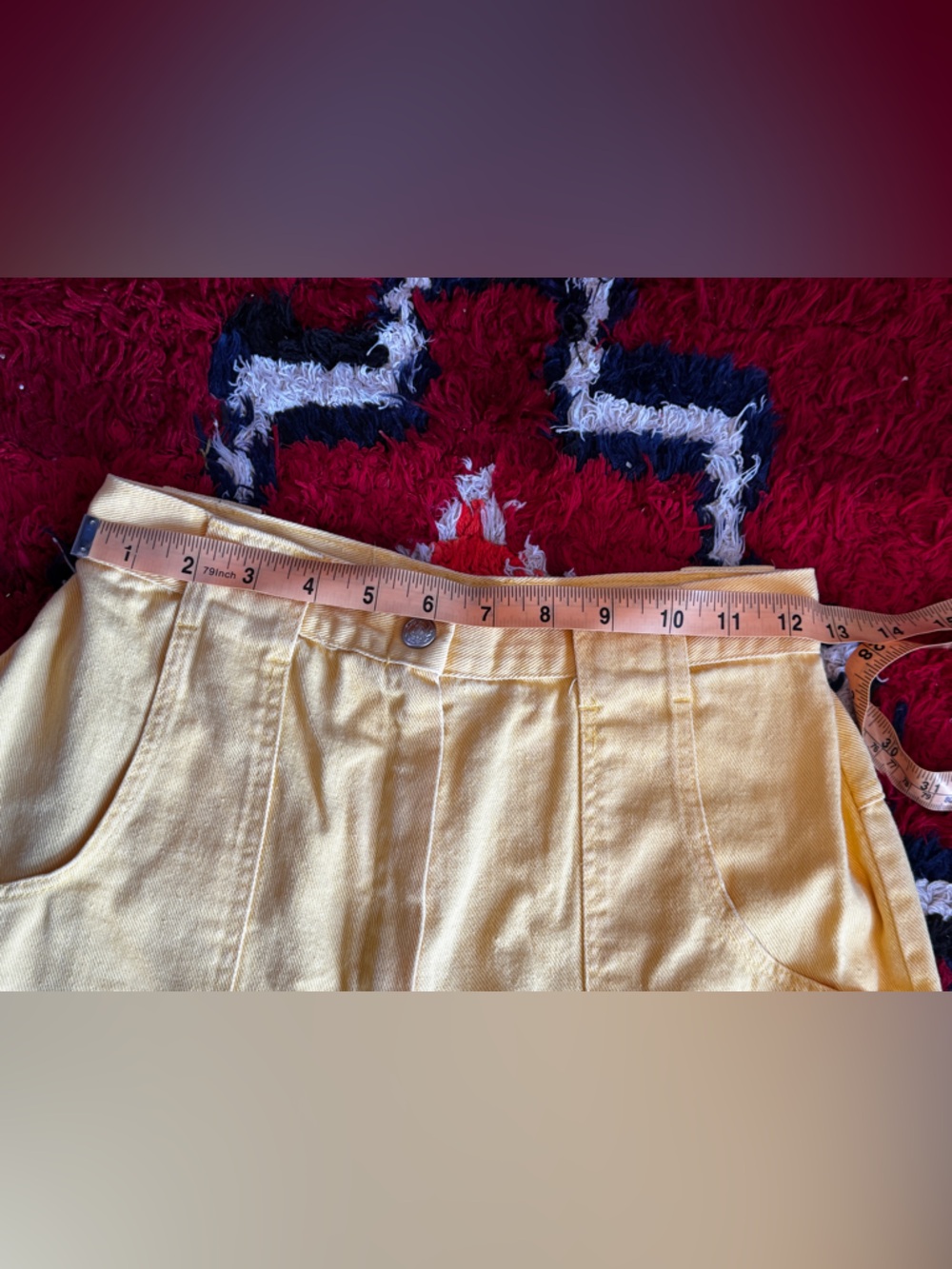 70s Vintage Butter Yellow High waisted Jeans Sz XS - Picture 7 of 12